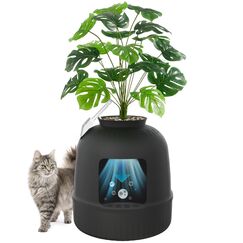 Lifewit Katzenklo Blumentopf mit Pflanze & Schaufel, Katzenklo Versteckt, Katzentoilette XXL mit Geruchskontrolle & Kohlefilter, Wohnzimmer, Schlafzimmer, Ecke, Schwarz