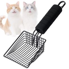 BasicForm Katzenstreuschaufel aus Metall - Schnell Siebende Tiefe Schaufel mit Handlichem Griff, Entwickelt für Besitzer Mehrerer Katzen