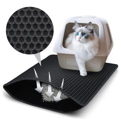 Katzenklo Matte, 50x40 cm Katzenstreu Matte, Doppelte Schichte Non-Slip wasserdichte Entwurf Katzenmatte Katzenklo, Bienenwabe Matte Katzentoilette, Cat Litter Mat Streu Kontrolle
