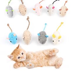 Adiwo Katzenspielzeug Maus, 9 Stück Plüsch Maus mit Katzenminze, Interaktives Katzenspielzeug für Katzen und Kätzchen, Ideal für kleine Rassen