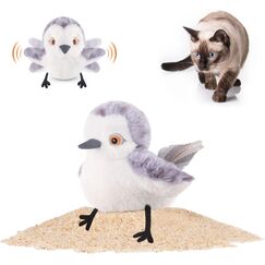 Potaroma Katzenspielzeug – Flatternder Vogel, realistischer Sandläufer mit Zwitscherlaut, wiederaufladbares, berührungsaktiviertes interaktives Spielzeug mit Katzenminze, 10,2 cm