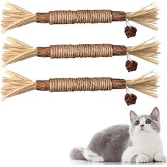 Redreo Katzenminze Sticks, 3 Stück Katzen Kauhölzer Sticks für Katzen Zahnpflege & Gegen Mundgeruch Natürlich Sicher Katzensticks Kausticks