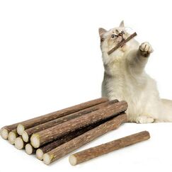 Vunpok 10 Stück Katzenminze Sticks, Katzenminze Spielzeug, Kauholz für Katzen, Gegen Mundgeruch, Kauspielzeug für Zahnpflege und gesunde Kaugewohnheiten