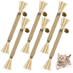 vsshe Katzenminze Sticks,6 Stück Matatabi Katzensticks Katzenminzen Spielzeug Matatabi Stick Katzen Sticks Katzenminze Zähne Reinigung Dental Katzenspielzeug für Katzen Zahnpflege Natürlich Sicher