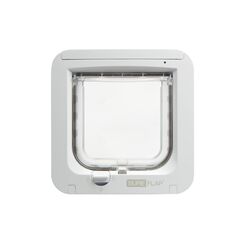 SureFlap Sure Petcare Mikrochip Katzenklappe, mit RFID-Halsbandanhänger und Mikrochip kompatibel, EIN-Tasten-Steuerung, zur Installation in Türen, Weiß, 4 AA Batterien erforderlich, Nicht enthalten
