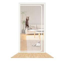 rackbone katzengitter balkontür, Verdickte Katzenschutzgitter für Wohnzimmer, Schlafzimmer, Küche, Terrasse, Hund Katze Gittertür mit Reißverschluss… (Geeignet für Türgröße: 90 cm x 200 cm)