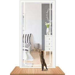 Katzengitter für Tür, Verhindern Sie das Auslaufen von Katzen, Isolationstür-Bildschirm für die Einführung Neuer Katzen, Katzentürnetz für den Sommer (Passende Türgröße: 90cm x 200cm, weiß)