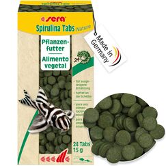 sera Spirulina Tabs Nature 24 Tabs (15 g) - Hafttabletten mit 24 % Spirulina für eine gesunde Verdauung und Vitalität, Futtertabletten Aquarium