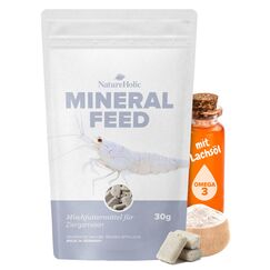 NatureHolic - Garnelenfutter Mineralfeed I Mineralfutter f&uuml;r Garnelen, Krebse und Krabben I Made in Germany I Frei von Fischmehl und minderwertigen Tiermehlen I F&uuml;r Aquarienschnecken auch geeignet