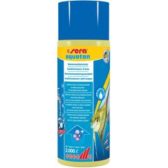 sera aquatan 500 ml | Wasseraufbereiter Aquarium Zubehör entfernt Chlor & Schwermetalle | Aquarium Wasseraufbereiter für fischgerechtes Wasser | pH-Neutral | Für 2000 Liter Aquarienwasser