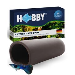 HOBBY Aquaristik Catfish Cave M I 5 x 12 cm I Brut- und Versteckhöhle aus gebranntem Ton für Welse I Aquarium Dekoration I Deko Höhle für Welse, Krebse und Garnelen I natürliches Aquariumzubehör