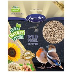 Lyra Pet&reg; | 25 kg Sonnenblumenkerne Gesch&auml;lt | Wildvogelfutter Ganzj&auml;hrig | Ideal f&uuml;r Jungtiere | Vogelfutter f&uuml;r Wildv&ouml;gel | Wertvolles Streufutter | Energiespender ohne Schale | Sommer und Winter