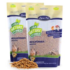Lyra Pet&reg; | 2 x 10 Liter Mehlw&uuml;rmer getrocknet | Ausgezeichnete Proteinquelle f&uuml;r V&ouml;gel, Nager, Fische & Reptilien | Wildvogelfutter f&uuml;r Insektenfresser | Naturbelassenes Vogelfutter Ganzj&auml;hrig
