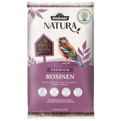 Dehner Natura Premium Wildvogelfutter, Rosinen Delikatesse, Futterrosinen, Ganzjahresfutter energiereich, hochwertiges Vogelfutter für Wildvögel, 2 kg