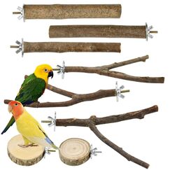 VGECEE 8 Stück Vogelspielzeug Holz Natur Sitzstangen Wellensittich Sitzstangen Naturholz Vogel Sitzstangen Spielzeug Vogelständer aus Holz Vogelkäfig Zubehör ür Wellensittich Kanarienvogel