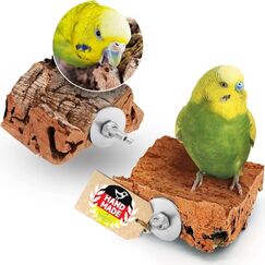 Vogelgaleria® 2 x Kork-Pickstein. Die leckere Alternative zum Kalkstein oder Sepia-Schale, Wellensittich Zubehör