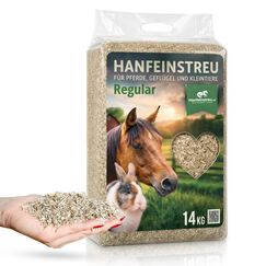 Hanfeinstreu für Kleintiere, Hühner und Pferde, 140 Liter, 100% Naturprodukt, Extrem Saugfähig, Staubarm, Geruchsbindend, Nachhaltig und Langlebig