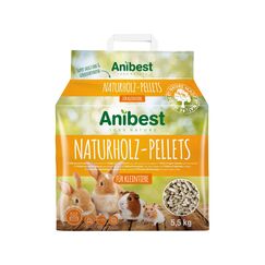 Anibest Kleintierpellets, 100 % natürliche Einstreu für Kaninchen, Hamster, Meerschweinchen und Co, saugfähige & geruchsbindende Holzpellets, leicht dosierbare Unterstreu, 5,5 kg/ 10 l