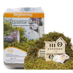 Begeterday 150g reines natürliches Wald moos für Hamster Einstreu, Kleintier Lebensraum Dekoration, gut für Hamsterkäfige Zubehör