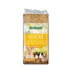 Anibest Naturstroh, Kleintierstreu, 100 % natürliche Einstreu für alle Nager & Kleintiere, Kaninchen, Hamster, Meerschweinchen und Co, saugfähig, wärmeisolierend, Made in Germany, 0,8 kg