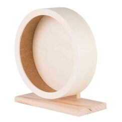 TRIXIE Holz-Laufrad ø 21 cm - unbehandelt - geschlossene Lauffläche mit Kork-Bezug - leichtgängiges Kugellager - 21 x 24 x 10 cm - 60922