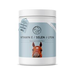 Annimally Selen, Vitamin E, Lysin Pulver für Pferde 800g - Pferd Vitamin E, Lysin, Selen Komplex zur Unterstützung der Muskulatur & Leistung - Ergänzungsfuttermittel für Pferde und Ponys