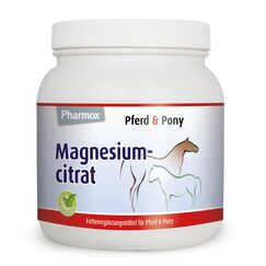 Pharmox Pferd & Pony Magnesiumcitrat (1.500 Gramm Pulver) - 100% aus reinem Magnesium ohne Zusätze - Hochdosiert - Ist gut für die Muskelfunktion - Für den Erhalt starker Knochen