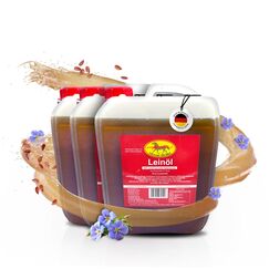 Scheidler horse-direkt Leinöl für Pferde, Hunde & Katzen 3 x 5 Liter – Mühlenfrisch kaltgepresstes Leinsamenöl ohne Zusätze – Reich an Omega 3 & 6 für Fellwechsel/Barf Öl – Aus Deutschland