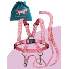 Jubi® Rosa Pferdeleine Kinder - größenverstellbar für perfekten Sitz und Aufbewahrungsbeutel - Pferdegeschirr für Kinder/Pferdespielzeug…