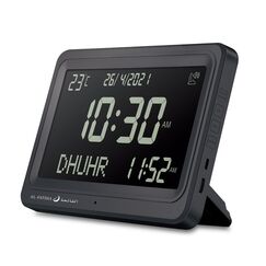 OUD Bukhoor Azan-Uhr, automatisch, weltweit, digital, 8 Azan-Gebetsgeräusche, muslimische Gebetsuhr für USA, Heimdekoration (Schwarz-2)