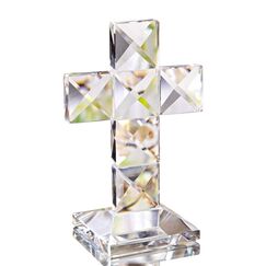 H&D Traditionelles Kristallkreuz stehend,Briefbeschwerer aus Glas für die Tischdekoration,12cm