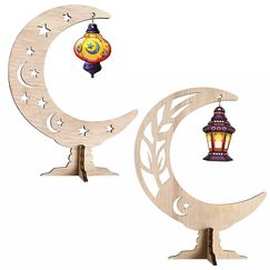 Ramadan Dekoration Holz, Eid Mubarak Dekoration, Ramadan Tischdeko, Ramadan Mubarak Dekoration, Holz Mond Sterne Ramadan Deko, Holz Anhänger Ornament Ramadan für Zuhause, Eid Mubarak Geschenke