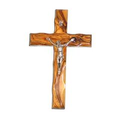 HolyRoses Christliches Wandkreuz aus Olivenholz, handgefertigt in Bethlehem (30,5 cm)