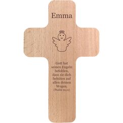 Holzkreuz mit individueller Gravur - personalisiert mit Name, Spruch, Motiv - Holz Kruzifix als Geschenk zur Geburt, Taufe, Kommunion, Firmung - Kreuz für Kinder und Erwachsene