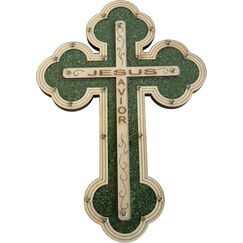 Holy Land Market Jesus-Kreuz gefüllt mit rötlichen Karneol-Halbedelsteinen (grün, 27,9 cm)