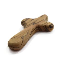 Handcrafted Olive Wood Comfort Holding Cross (4 Inch) from Bethlehem in Pouch
