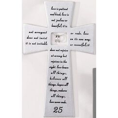 Roman 25th Silber Wedding Anniversary Wall Cross Love Never Fails