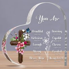 JUNQIU Christliche Geschenke für Frauen, inspirierende Geschenke für Frauen, religiös, Bibelvers und Ermutigung, spirituelle Geschenke, Geschenke für Frauen, Mutter, Freundin, Schwester, Acrylherzen