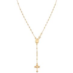Miabella 18 Karat Gold über Sterling Silber italienischen Rosenkranz Bead Kreuz Y Halskette Kette für Frauen Männer, 20 Zoll