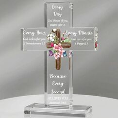 Chunful Christliches Jesus-Geschenk aus Acryl, stehendes Kreuz, religiöse, inspirierende Geschenke mit Bibelvers und Gebeten, Sonnenblumenkreuz für Freunde, Mutter, Ehefrau, Kollegin (frischer Stil)