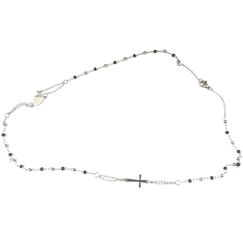 Moda Mavilla Halskette Rosenkranz aus Stahl schwarze Perlen 4 mm Größe 47 cm Handarbeit Made in Italy