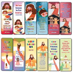 Lesezeichen für Kinder in der Schule, Bibelverse, 30 Stück (30-Pack) God Loves Christian Lesezeichen für Kinder, 30 Stück