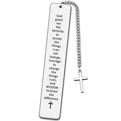 JMIMO Religious Gifts Christian Inspirational Bookmark for Family Friends Sobriety Quote Keyring Gift Birthday Religious Recovery Present God Grant Me The Serenity Prayer