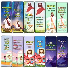 Christian Faith Lesezeichen für Kinder (12 Stück) – Sammlung von Bibelversen zur Verbesserung des Glaubens perfekt für die Kinder