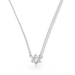 HANLI Kette Silber 925 Damen - Zarte Davidstern Anhänger Kette mit für Frauen Mädchen Wasserfeste Hautverträglich Schmuck