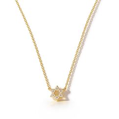 HANLI 14K Gold Vergoldet Halsketten Damen - Zarte Davidstern Anhänger Kette mit Cubic Zirkonia für Frauen Mädchen Wasserfeste Hautverträglich Schmuck