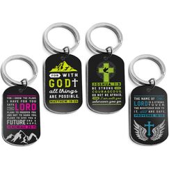 Inkstone Schlüsselanhänger mit Aufschrift Power of Faith, Großhandel für religiöse Partygeschenke, christliche Geschenke und Rucksackzubehör, 12 Stück, Schwarz, Large