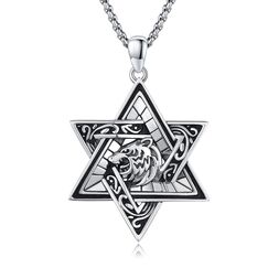CUOKA MIRACLE Elegante Davidstern Kette 925 Sterling Silber - Hexagram Anhänger für Ehemann & Sohn - Besonderes Geschenk für Bar Mizwa, Geburtstag & Feiertage