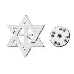 Amaxer Jüdischer Davidstern Brosche für Damen und Herren, Magen David Israel Brosche für Rucksack Abzeichen Hut Tasche Zubehör Dekoration (Silber)