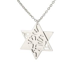 EUEAVAN Jüdisches Gebet Shema Yisrael Halskette für Frauen Zweifarbige Davidstern Halskette Hear O Israel Anhänger Judaica Sh'ma Yisrael Schmuck Hebräisch Kabbalah Segen Geschenk Männer (Silber)